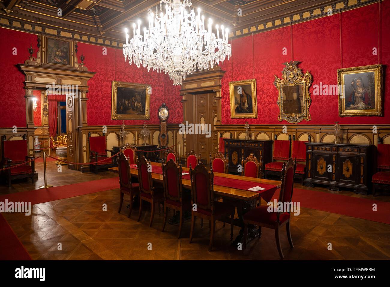 Miramare castle, interiors view with furniture and paintings indoor. Trieste, Italy 04.01.2024 Stock Photo