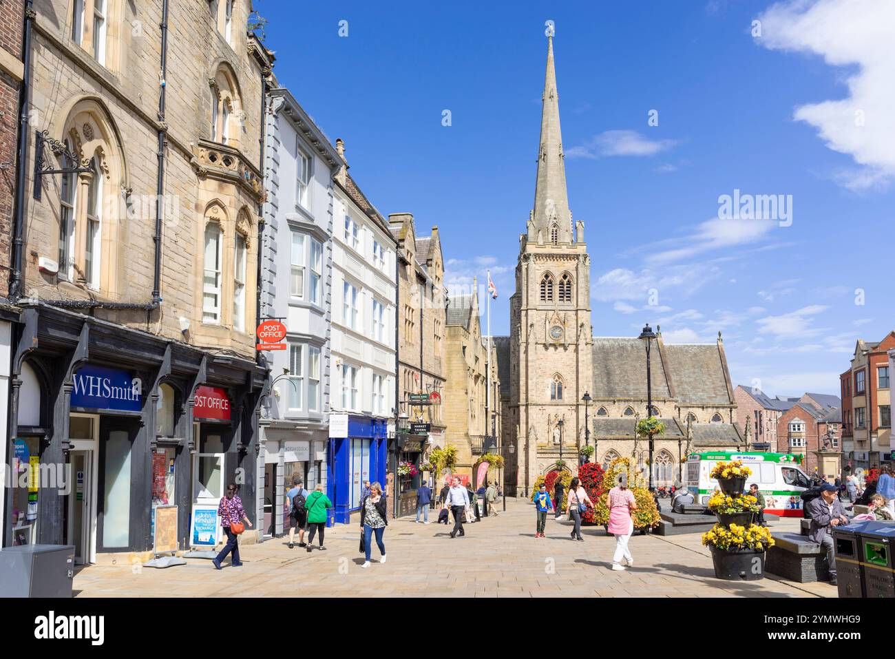 Durham Market Place with St Nicholas Church in Durham County Durham England UK GB Europe Stock Photo