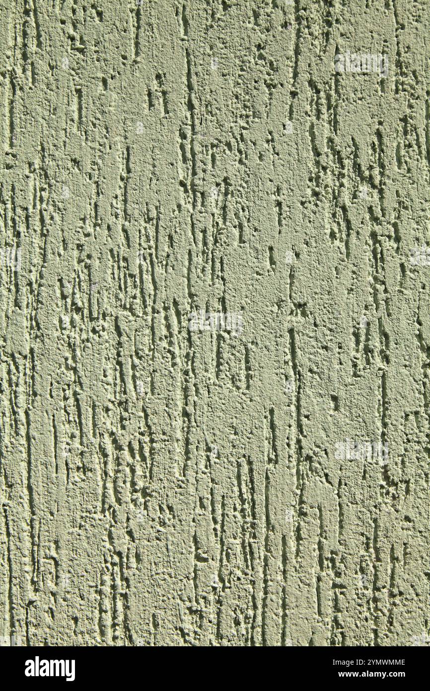 Green faded surface, texture, background. Decorated surface with vertical embossed strokes or stripes. Pale, light-green abstract wall surface Stock Photo