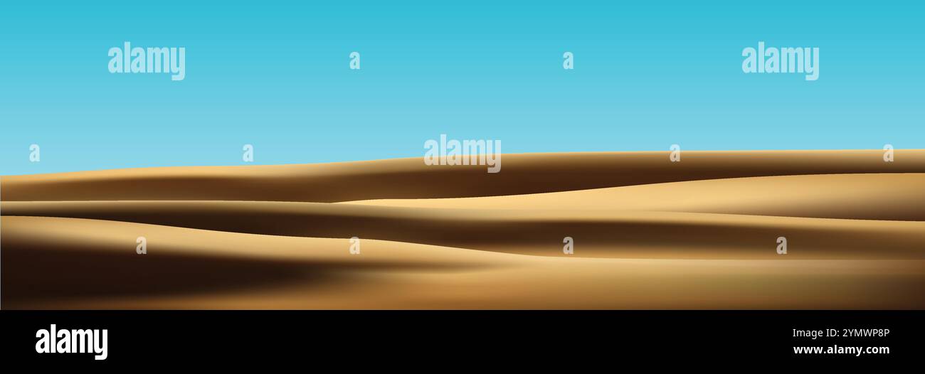 sunny desert landscape where the sands shine vector background Stock Vector