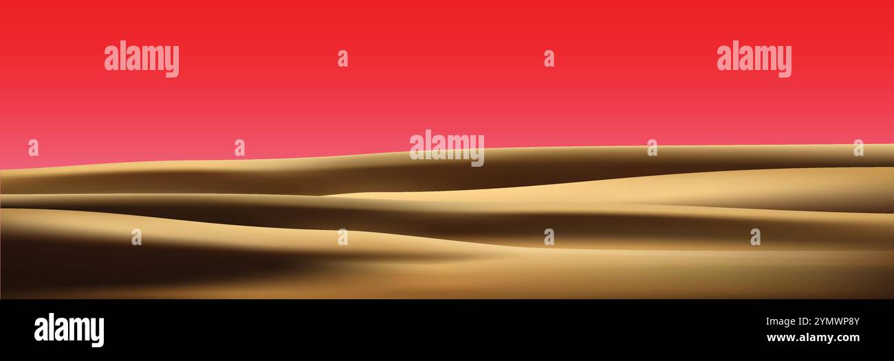 sunny desert landscape where the sands shine vector background Stock Vector