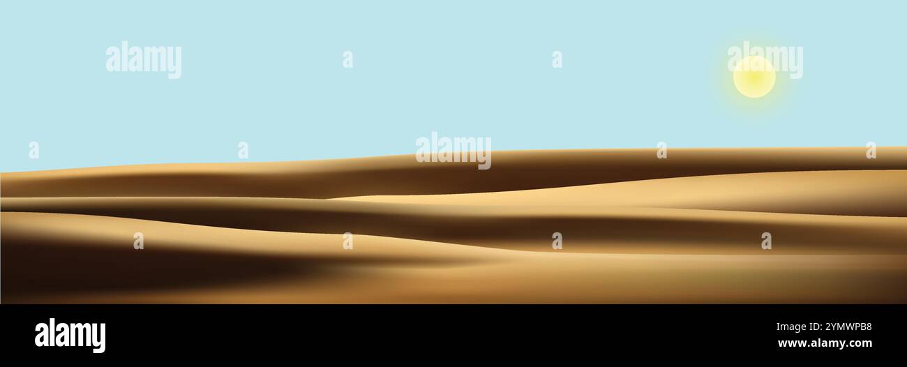 sunny desert landscape where the sands shine vector background Stock Vector