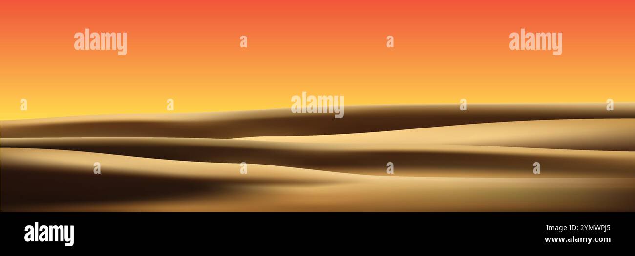 sunny desert landscape where the sands shine vector background Stock Vector