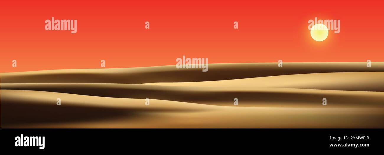 sunny desert landscape where the sands shine vector background Stock Vector