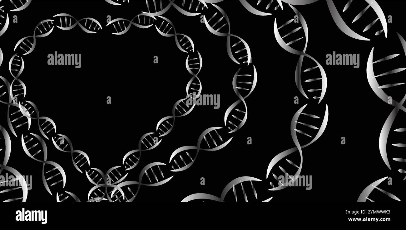ABSTRACT HEART SHAPED DNA BACKGROUND Stock Vector