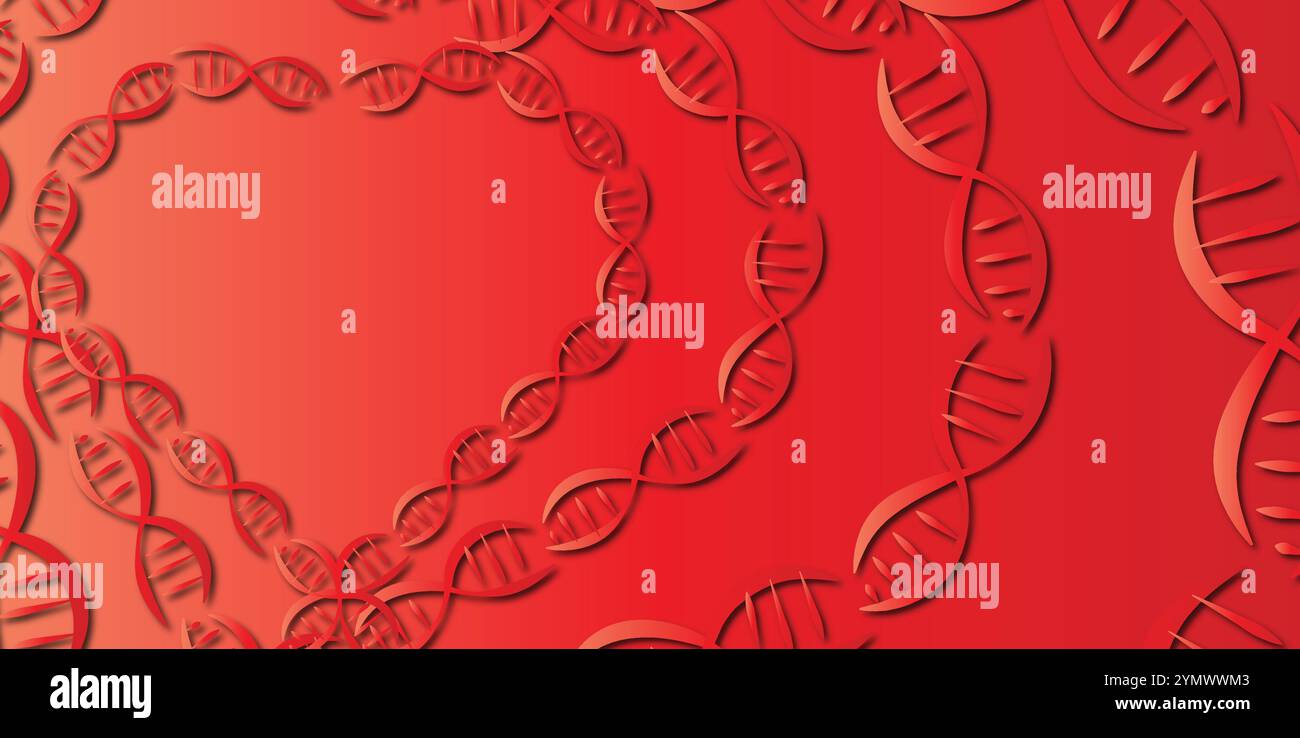 ABSTRACT HEART SHAPED DNA BACKGROUND Stock Vector