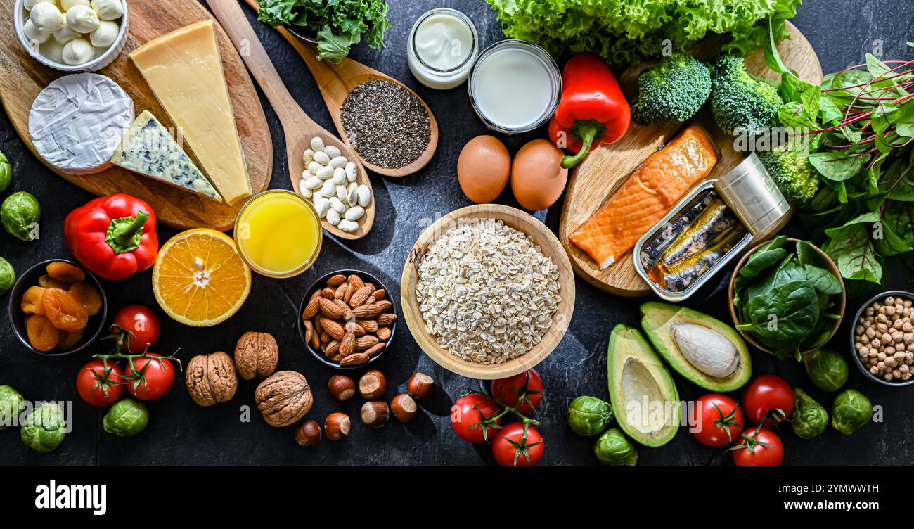 Balanced diet healthy food products hi-res stock photography and images ...