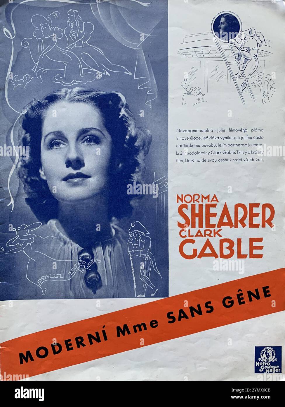 Czech Trade Ad from 1937 for unrealised project starring NORMA SHEARER and CLARK GABLE in MODERNI MADAME SANS GENE (MODERN MADAME SANS GENE) for Metro Goldwyn Mayer (MGM) Stock Photo