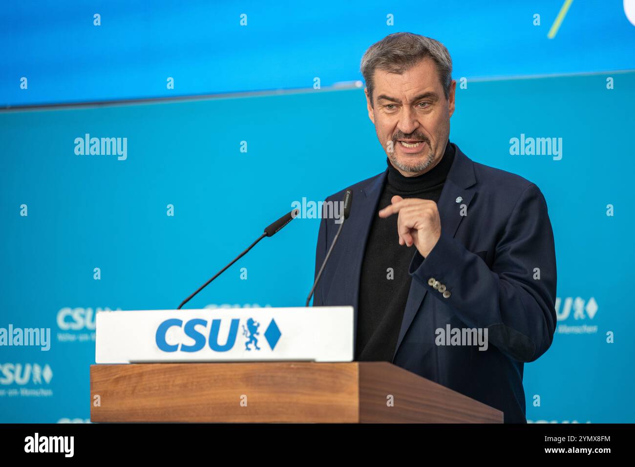 Manching, 22.11.2024, Markus Söder, von Ministerpräseident Bayern, hält eine Rede Stock Photo