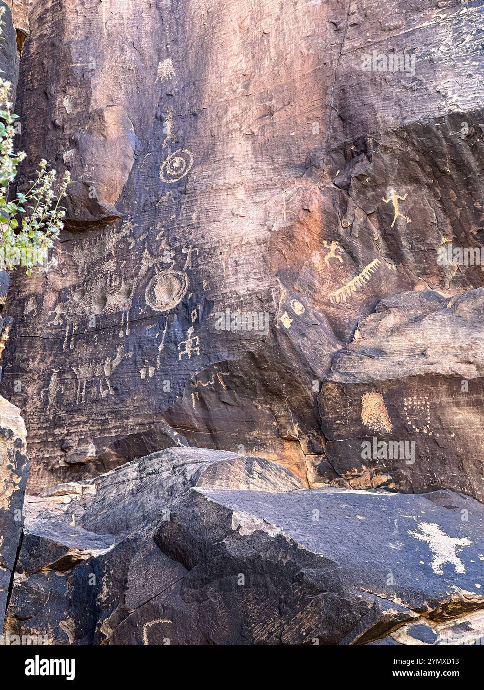 Petroglyphs at Rock Art Ranch in Winslow, Arizona, USA - Smartphone Captured Stock Image