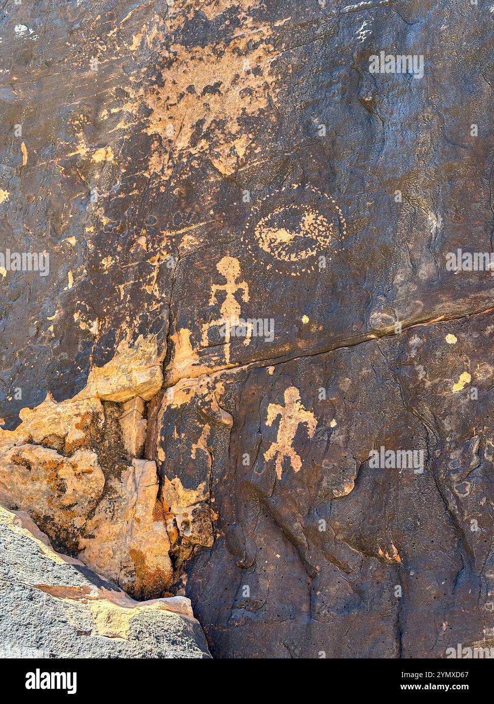Petroglyphs at Rock Art Ranch in Winslow, Arizona, USA - Smartphone Captured Stock Image