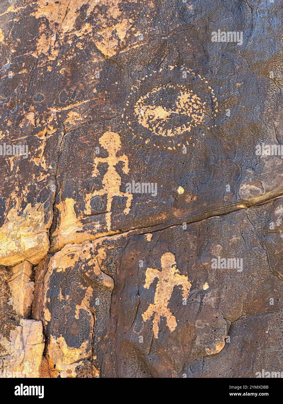Petroglyphs at Rock Art Ranch in Winslow, Arizona, USA - Smartphone Captured Stock Image
