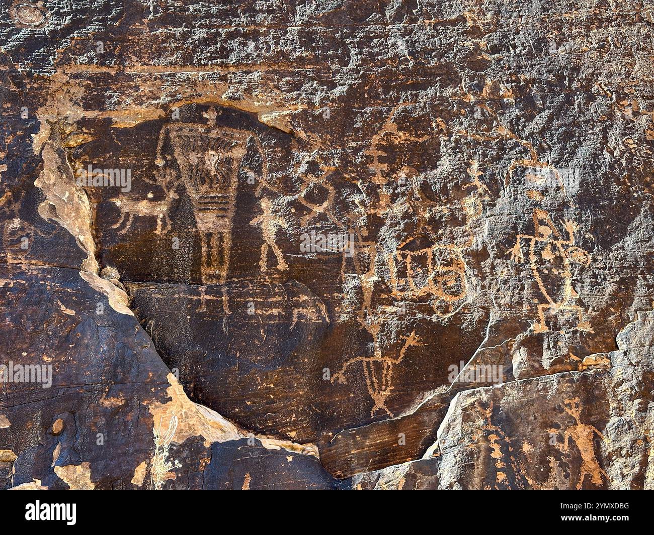 Petroglyphs at Rock Art Ranch in Winslow, Arizona, USA - Smartphone Captured Stock Image