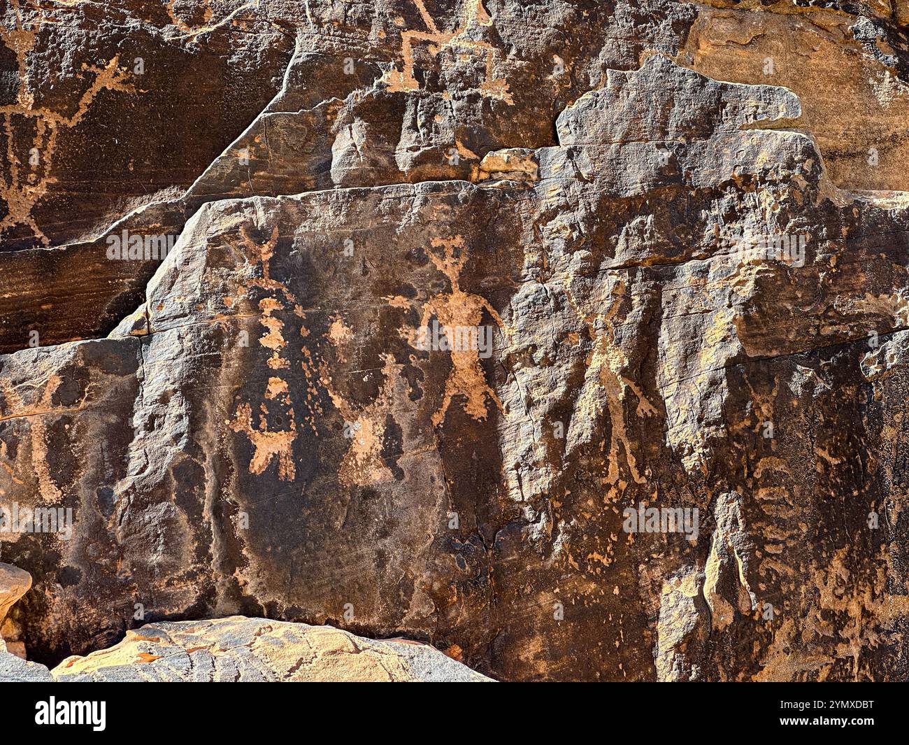 Petroglyphs at Rock Art Ranch in Winslow, Arizona, USA - Smartphone Captured Stock Image