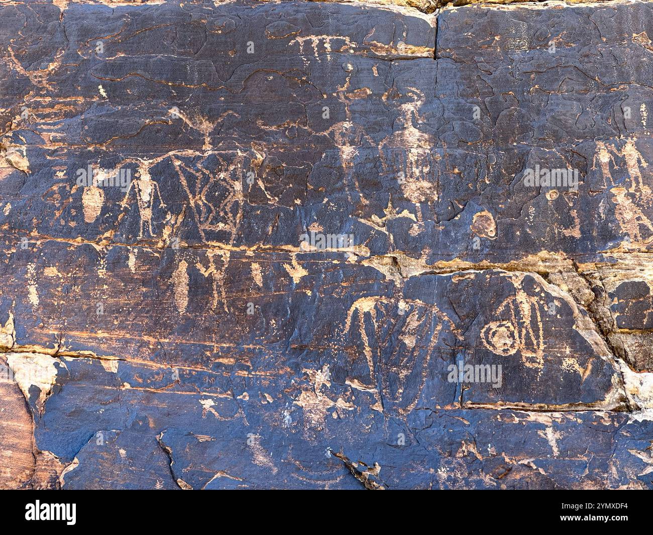 Petroglyphs at Rock Art Ranch in Winslow, Arizona, USA - Smartphone Captured Stock Image