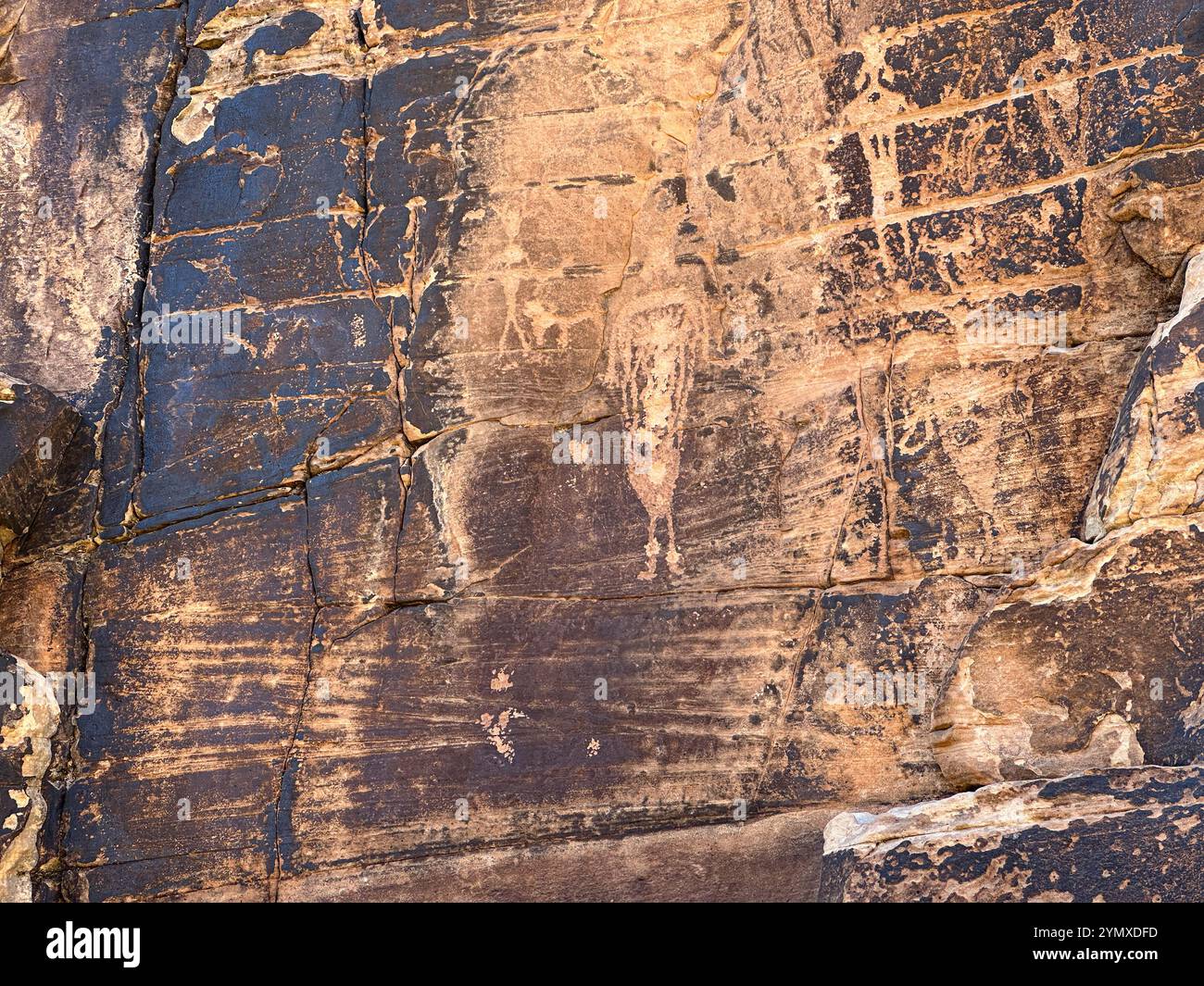 Petroglyphs at Rock Art Ranch in Winslow, Arizona, USA - Smartphone Captured Stock Image