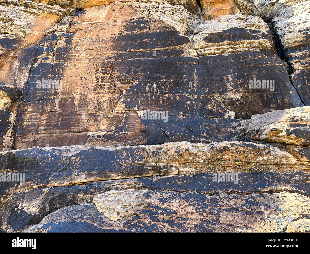 Petroglyphs at Rock Art Ranch in Winslow, Arizona, USA - Smartphone Captured Stock Image