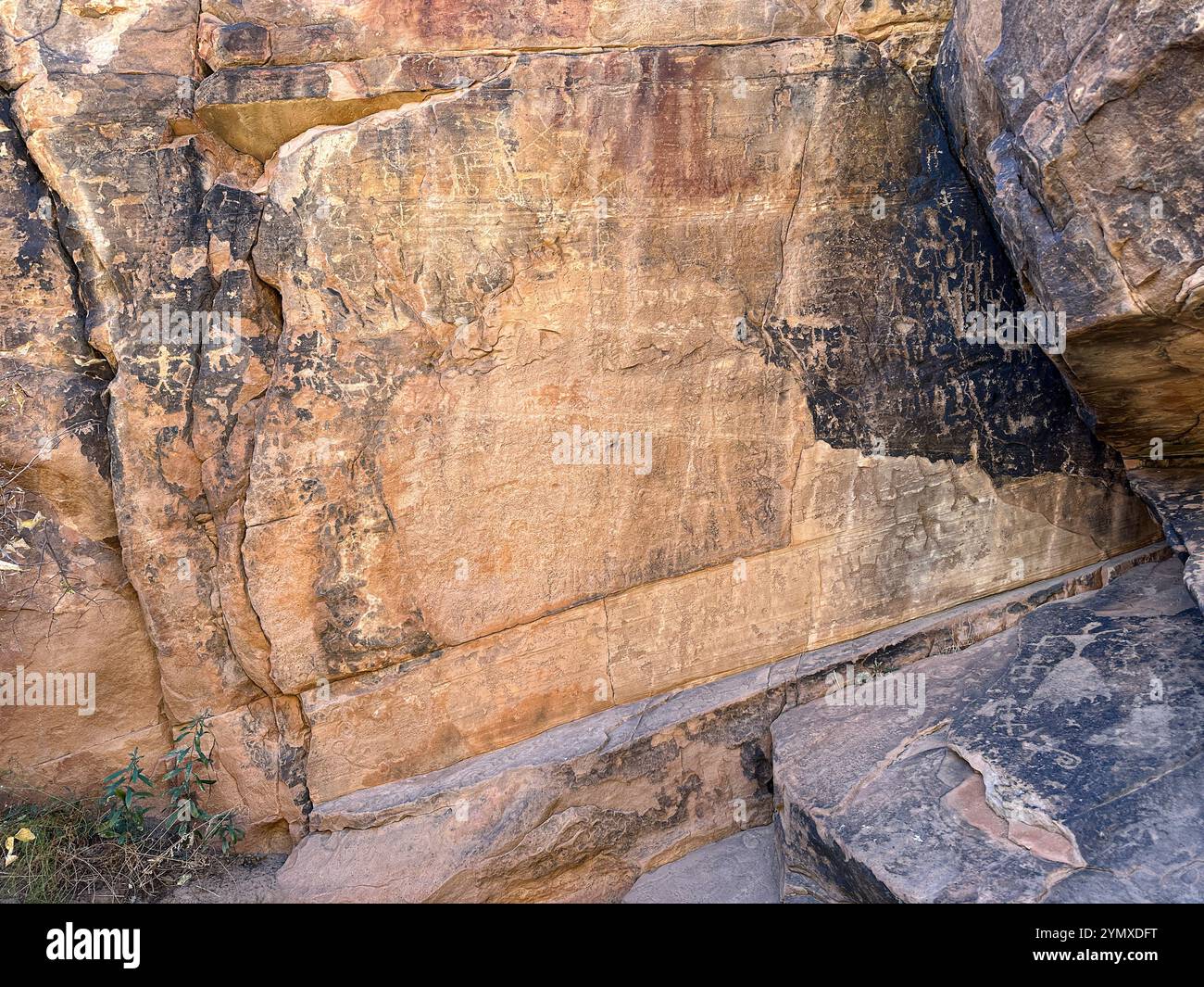 Cinderella Panel Petroglyphs at Rock Art Ranch in Winslow, Arizona, USA - Smartphone Captured Stock Image