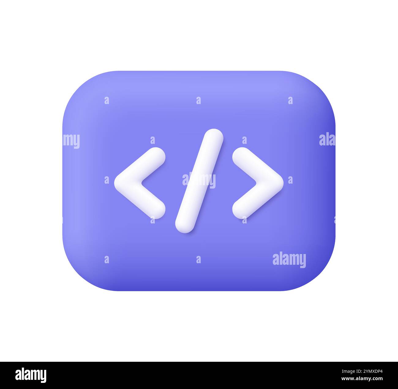 Programming code on button. Python or Java Api symbols. Programming, coding and web development concept. 3d vector icon. Cartoon minimal style. Stock Vector