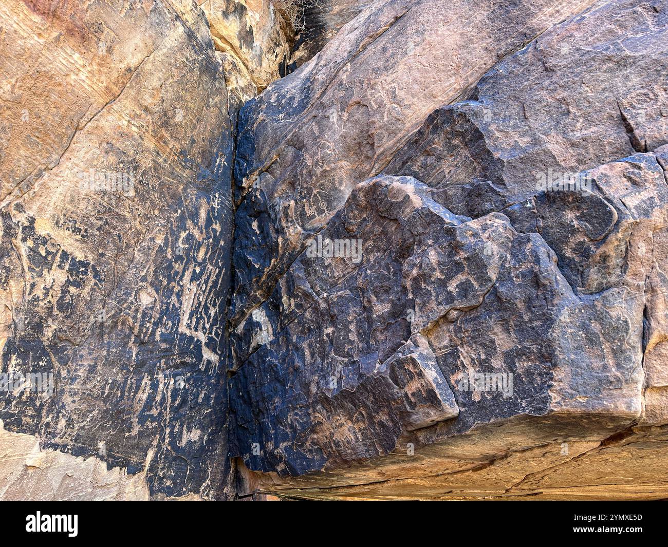 Petroglyphs at Rock Art Ranch in Winslow, Arizona, USA - Smartphone Captured Stock Image