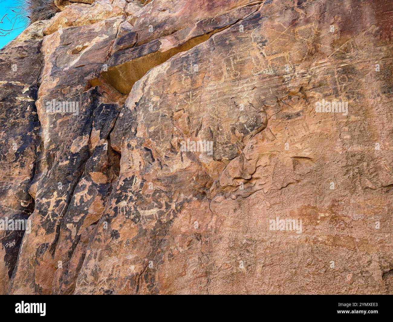 Petroglyphs at Rock Art Ranch in Winslow, Arizona, USA - Smartphone Captured Stock Image