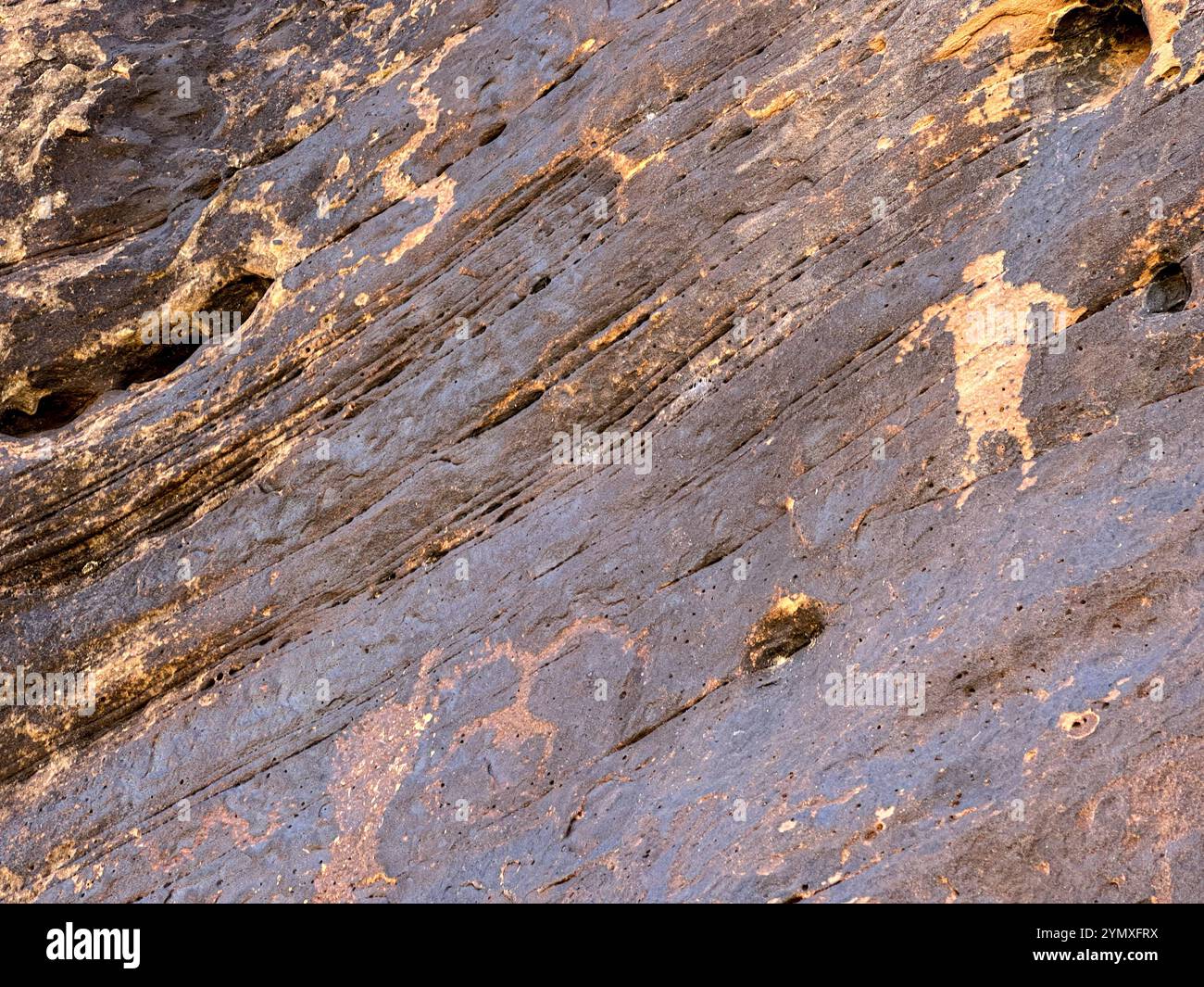 Petroglyphs at Rock Art Ranch in Winslow, Arizona, USA - Smartphone Captured Stock Image
