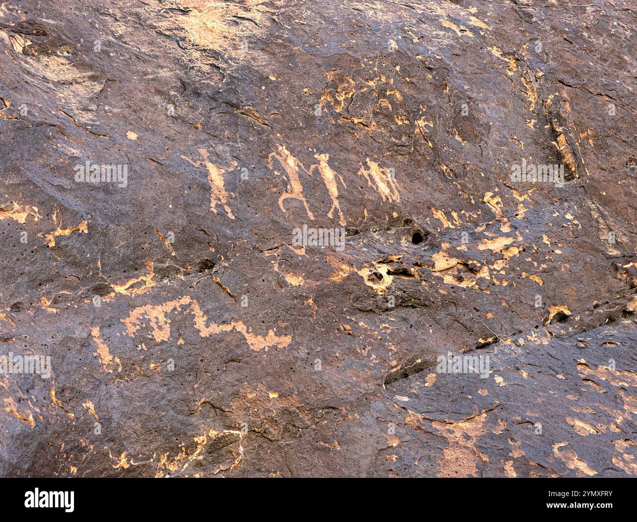 Petroglyphs at Rock Art Ranch in Winslow, Arizona, USA - Smartphone Captured Stock Image