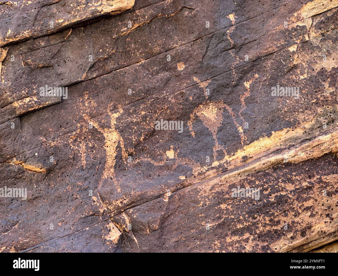 Petroglyphs at Rock Art Ranch in Winslow, Arizona, USA - Smartphone Captured Stock Image