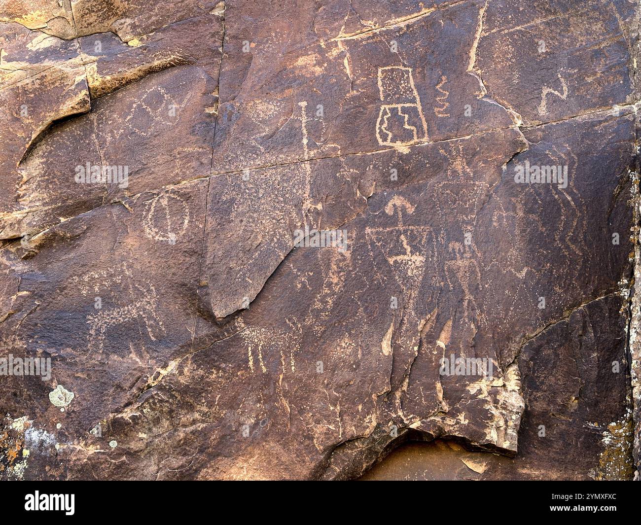 Petroglyphs at Rock Art Ranch in Winslow, Arizona, USA - Smartphone Captured Stock Image