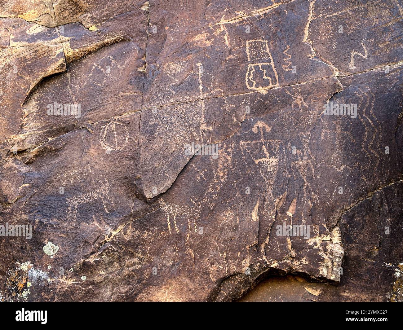 Petroglyphs at Rock Art Ranch in Winslow, Arizona, USA - Smartphone Captured Stock Image
