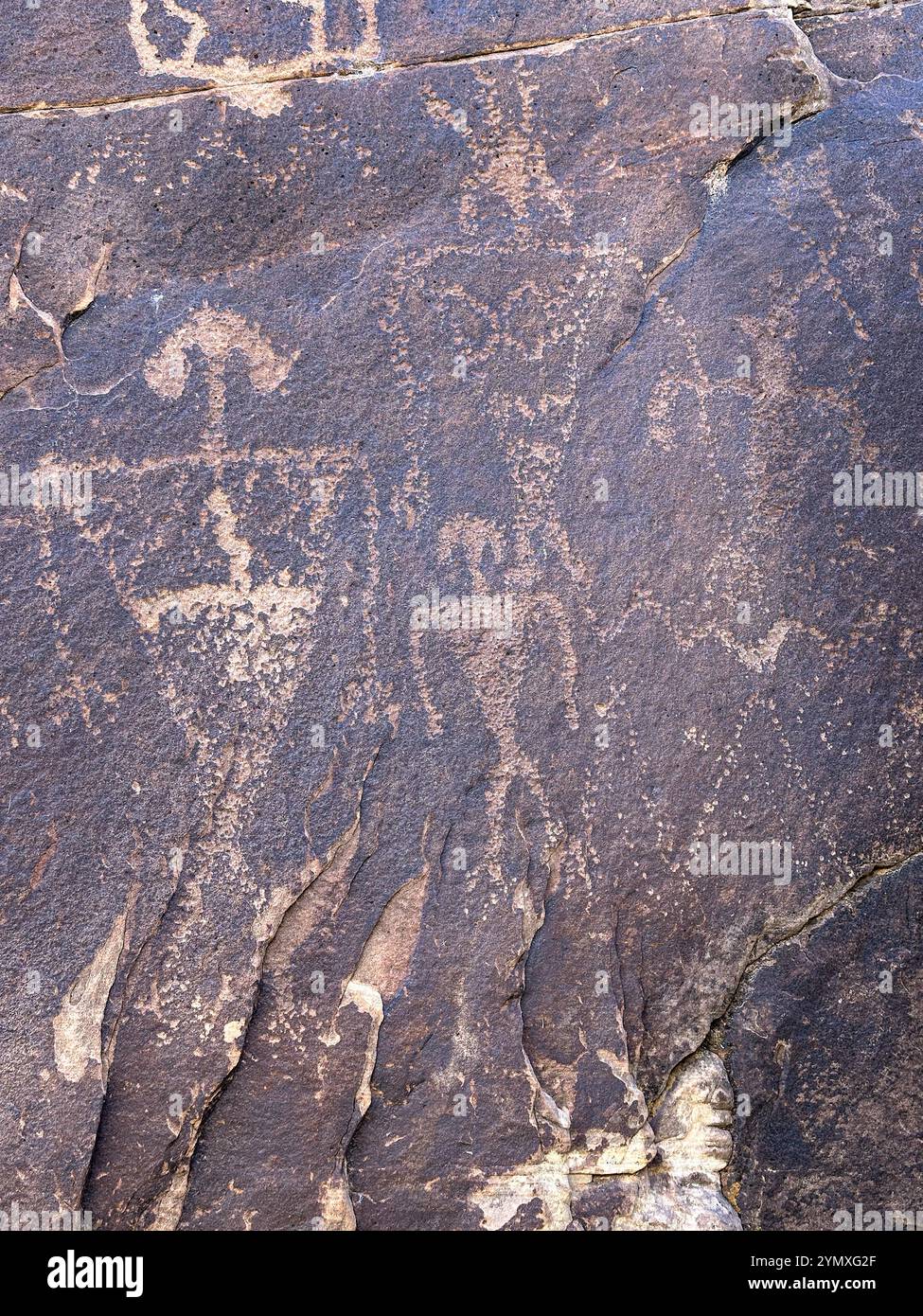 Petroglyphs at Rock Art Ranch in Winslow, Arizona, USA - Smartphone Captured Stock Image