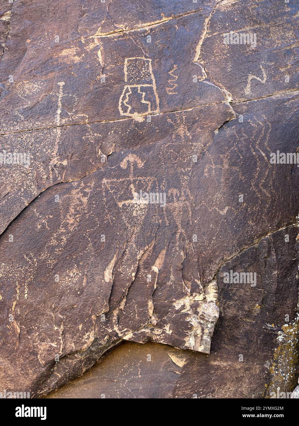Petroglyphs at Rock Art Ranch in Winslow, Arizona, USA - Smartphone Captured Stock Image