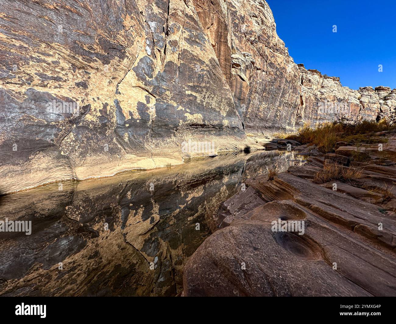 Petroglyphs at Rock Art Ranch in Winslow, Arizona, USA - Smartphone Captured Stock Image