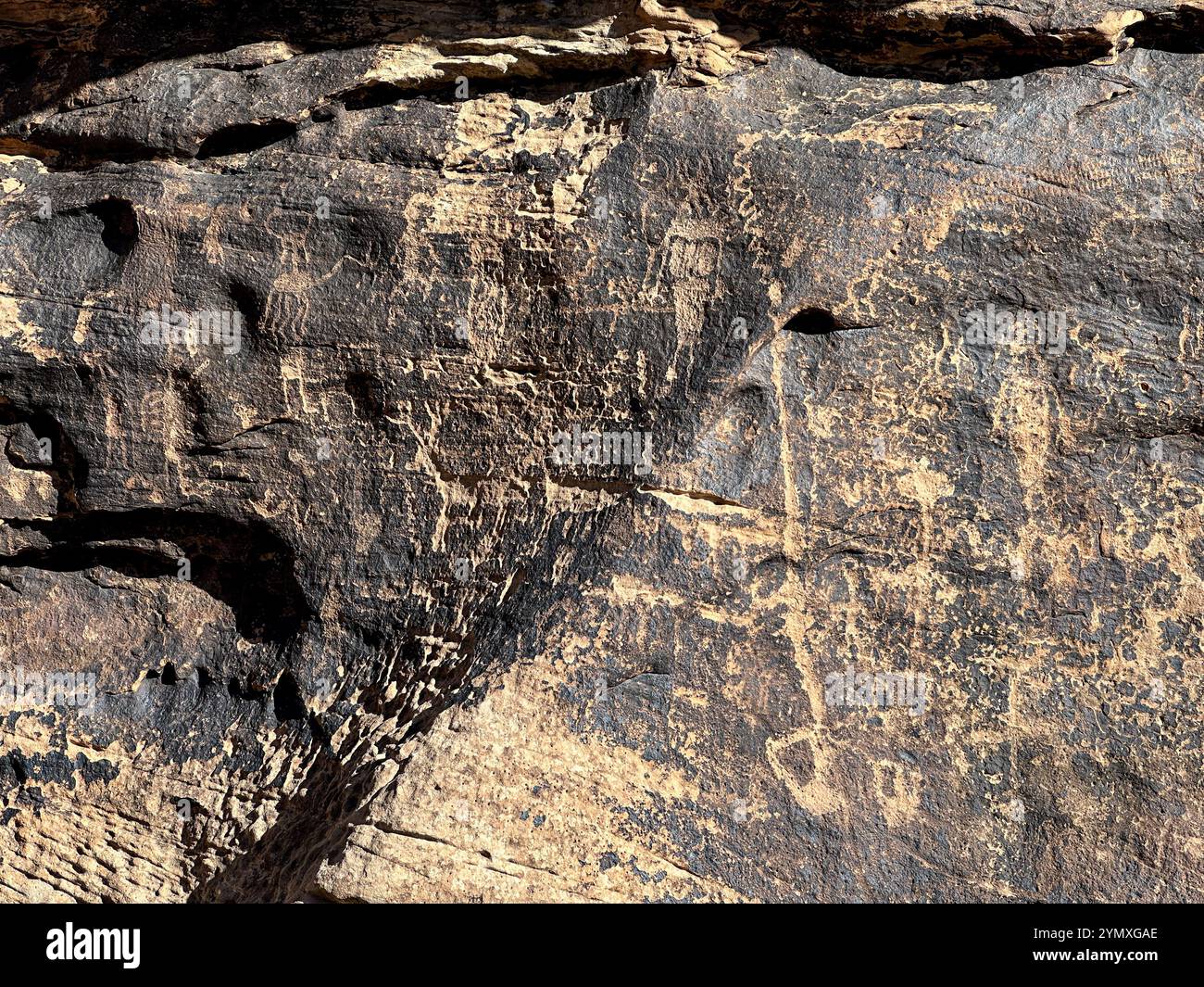 Petroglyphs at Rock Art Ranch in Winslow, Arizona, USA - Smartphone Captured Stock Image