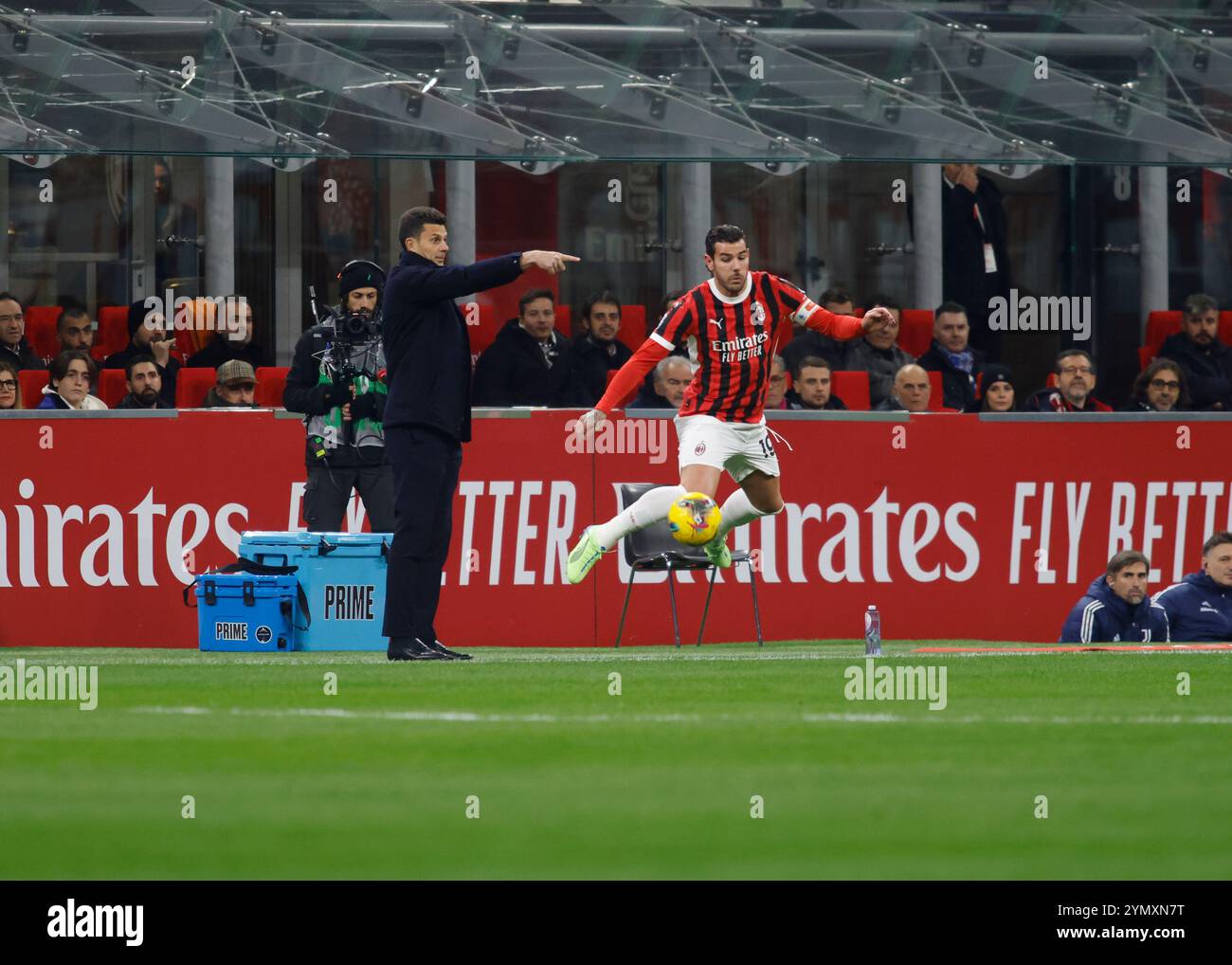 Milan, Italy. 23rd Nov, 2024. Theo Hernandez of AC Milan during the Italian Serie A, football match between AC Milan and Juventus FC on 23 November 2024 at San Siro stadium, Milan, Italy Credit: Nderim Kaceli/Alamy Live News Stock Photo