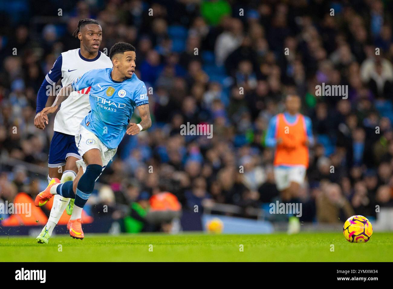 Savinho #26 of Manchester City F.C. in action during the Premier League match between Manchester City and Tottenham Hotspur at the Etihad Stadium, Manchester on Saturday 23rd November 2024. (Photo: Mike Morese | MI News) Credit: MI News & Sport /Alamy Live News Stock Photo