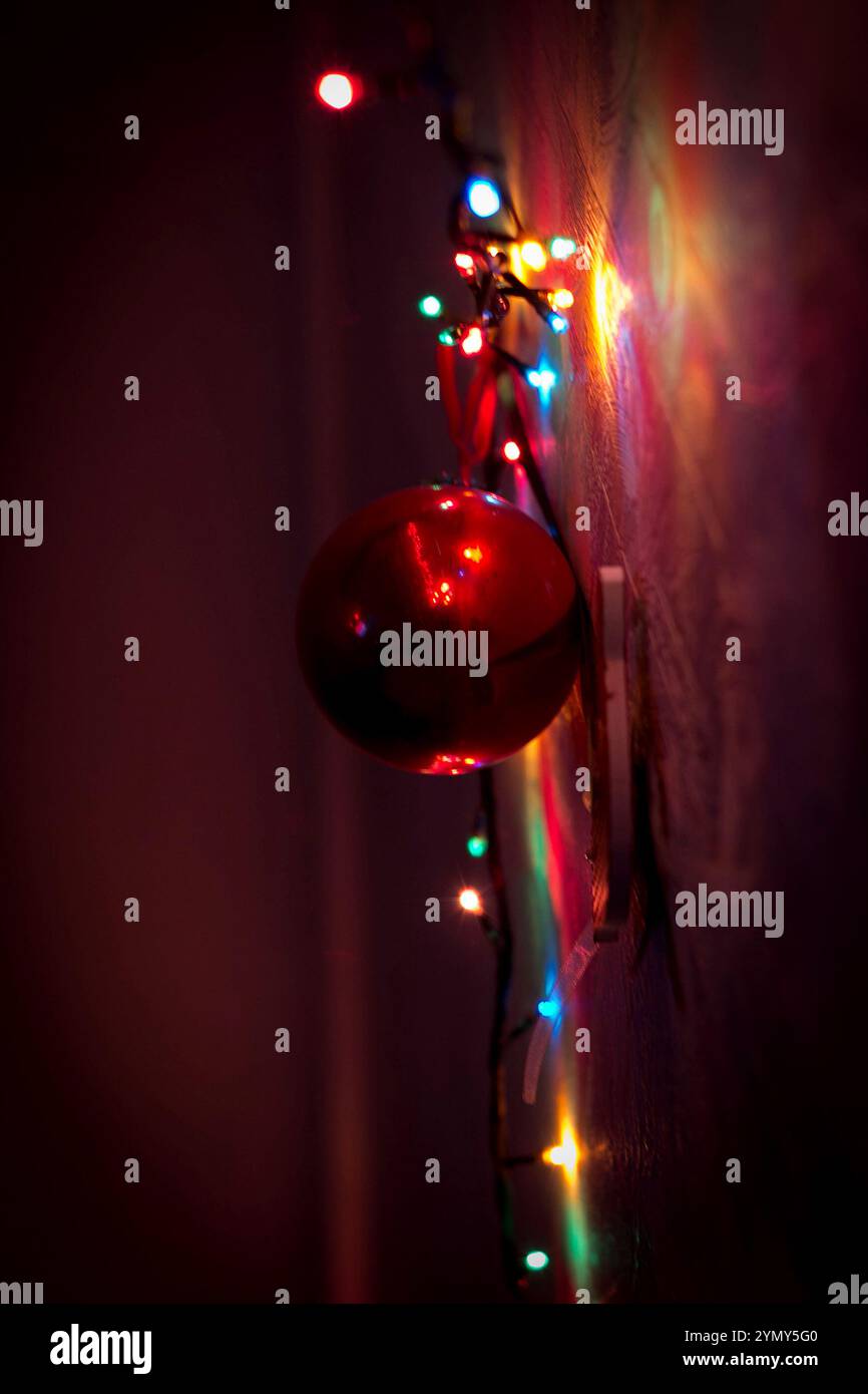 Multi-colored New Year's fires Stock Photo