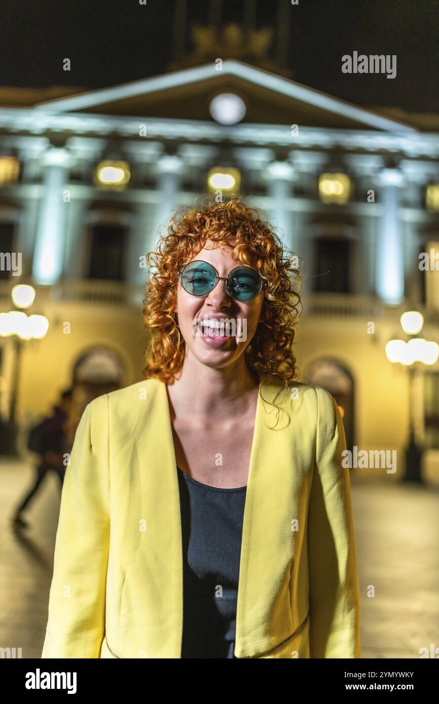 Moody woman curly hair hi-res stock photography and images - Alamy