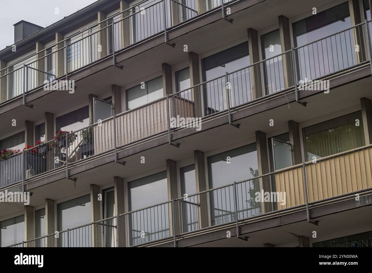 Balcony rows of a residential building from 1950 Stock Photo - Alamy