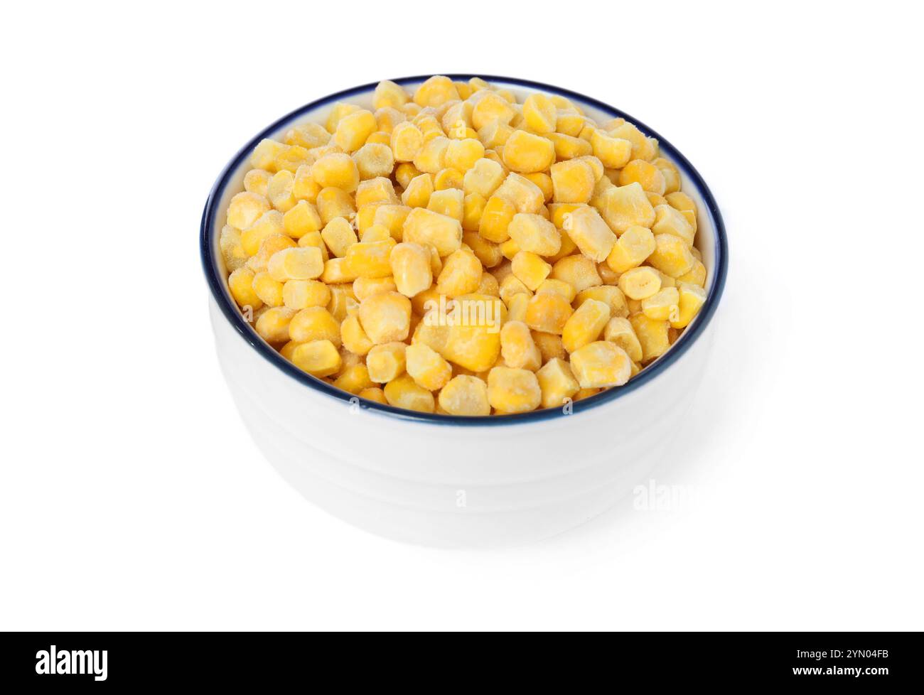 Frozen corn kernels in bowl isolated on white Stock Photo - Alamy