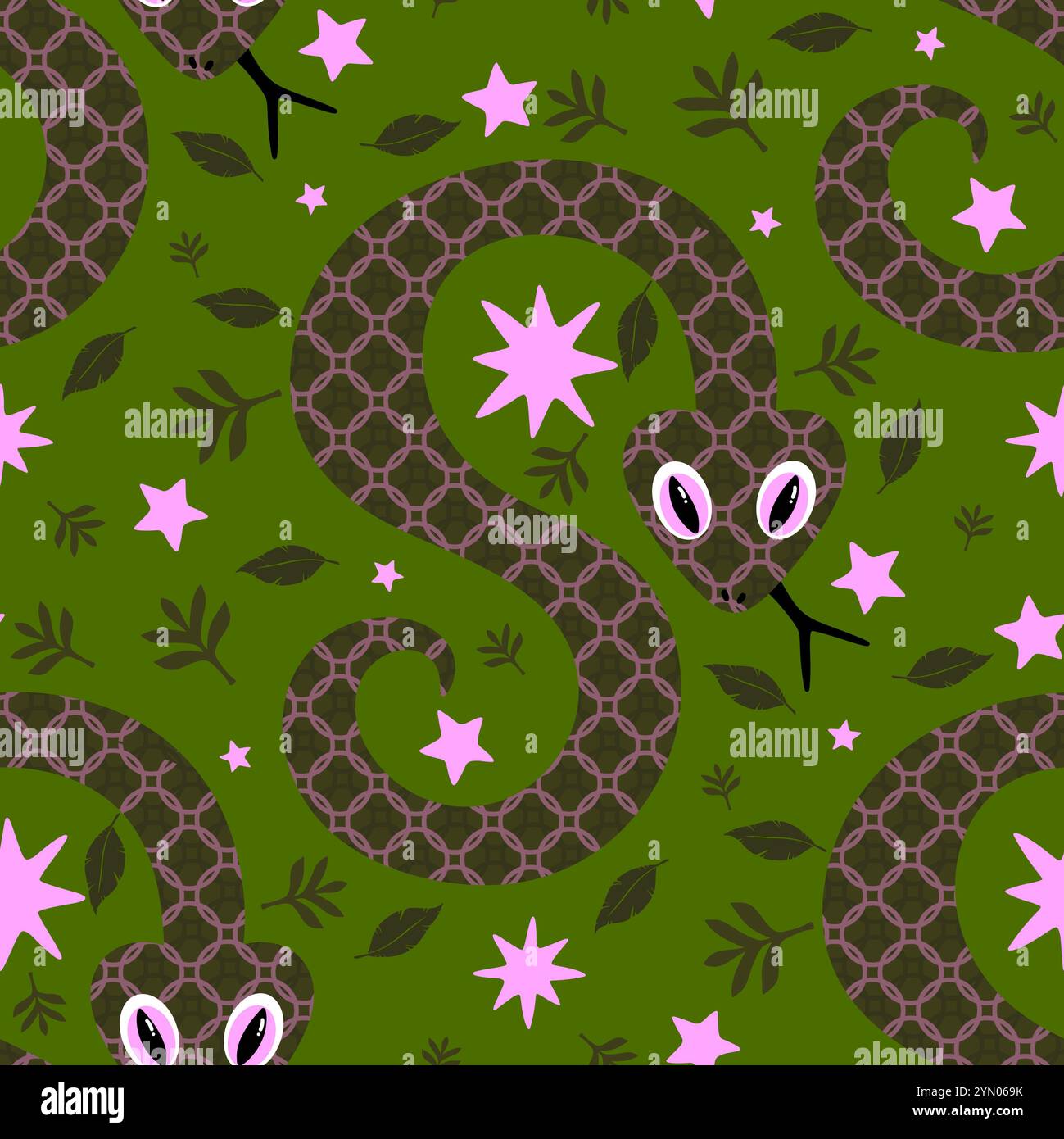 Summer cartoon animals seamless snake pattern for wrapping paper and ...