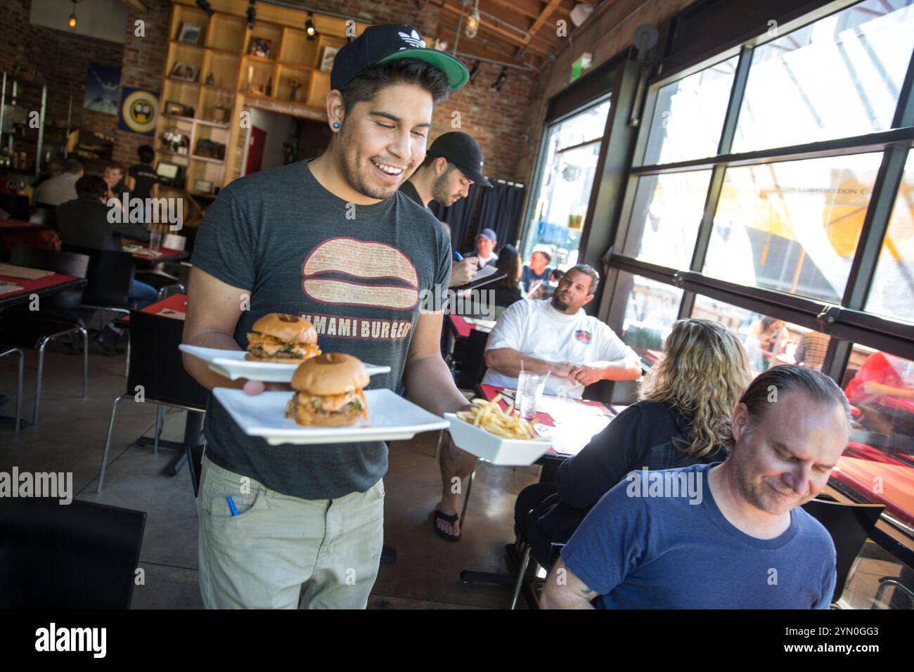 Scenes from Umami Burger at 1520 Cahuenga Blvd in Hollywood, CA. Stock Photo