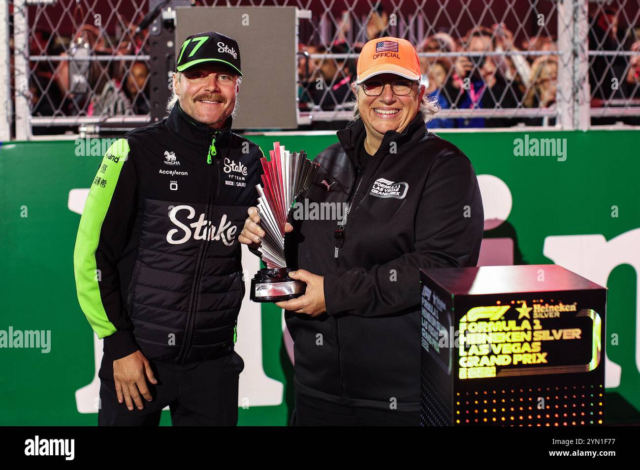 BOTTAS Valtteri (fin), Stake F1 Team Kick Sauber C44, portrait Marshall Awards during the Formula 1 Heineken Silver Las Vegas Grand Prix 2024, 22th round of the 2024 Formula One World Championship from November 21 to 23, 2024 on the Las Vegas Strip Circuit, in Las Vegas, United States of America Stock Photo