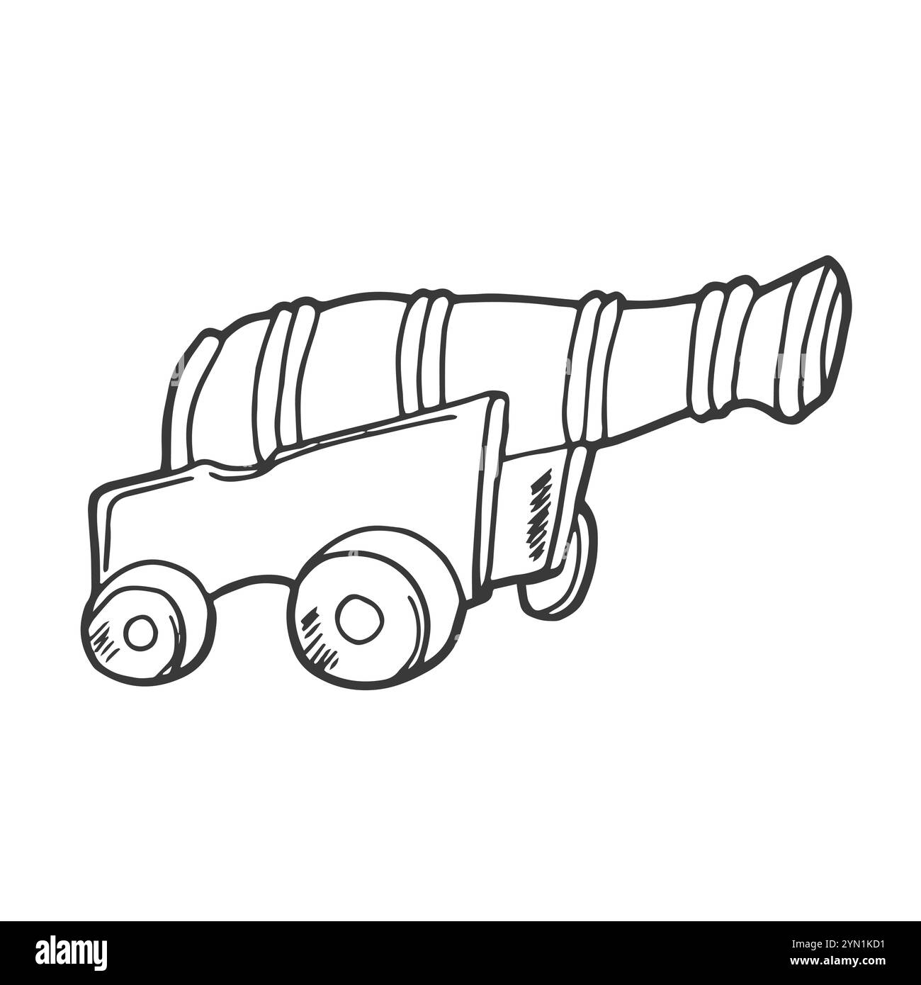 Old style cannon sketch in vector format. Isolated vector Stock Vector