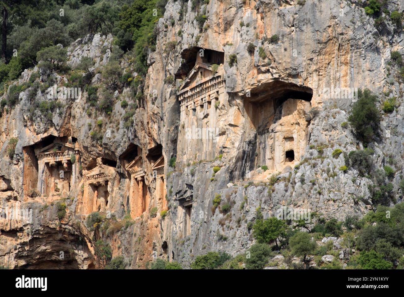 Lycian Rock Tombs near Dalyan in Turkey Stock Photo