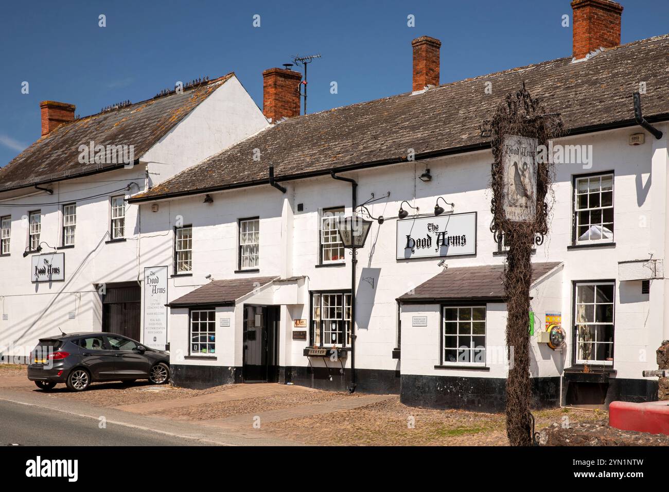 UK, England, Somerset, Quantocks, Kilve, Hood Arms, old coaching inn on Bridgwater to Minehead turnpike road Stock Photo