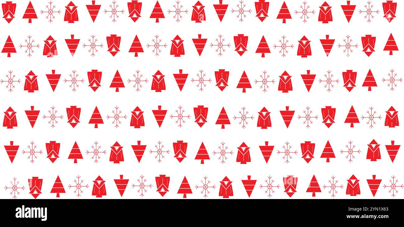 Background with fir trees, snowflakes and Santa Claus in line, on a ...