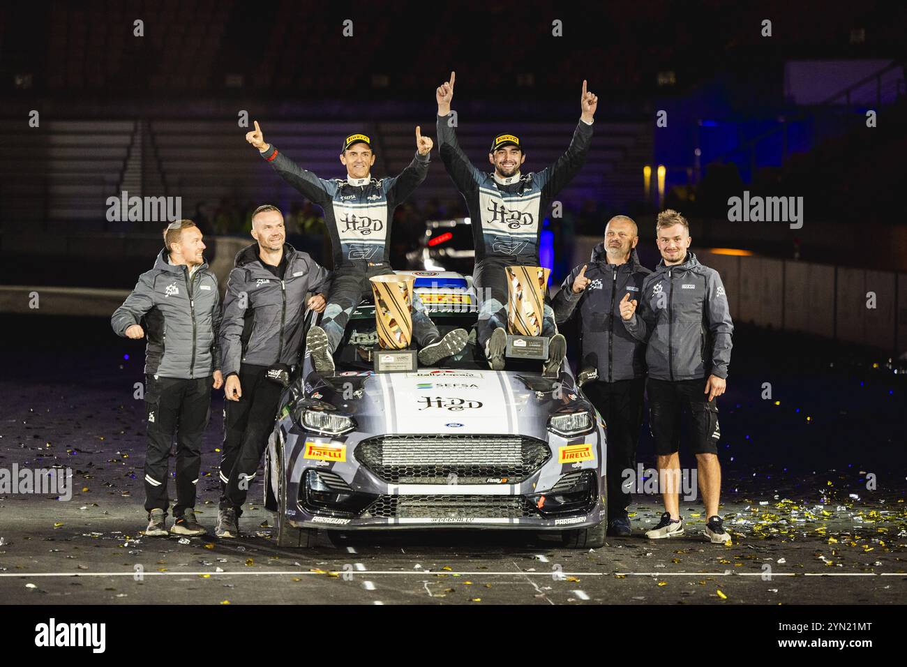 Aichi, Japan. 24th Nov 2024. DOMINGUEZ Diego, Ford Fiesta Rally3, portrait, podium, portrait during the Rally, Japan. , . WRC World Rally Car Championship, from November 21 to 24, 2024 at Toyota, Aichi, Japan Credit: Independent Photo Agency/Alamy Live News Stock Photo