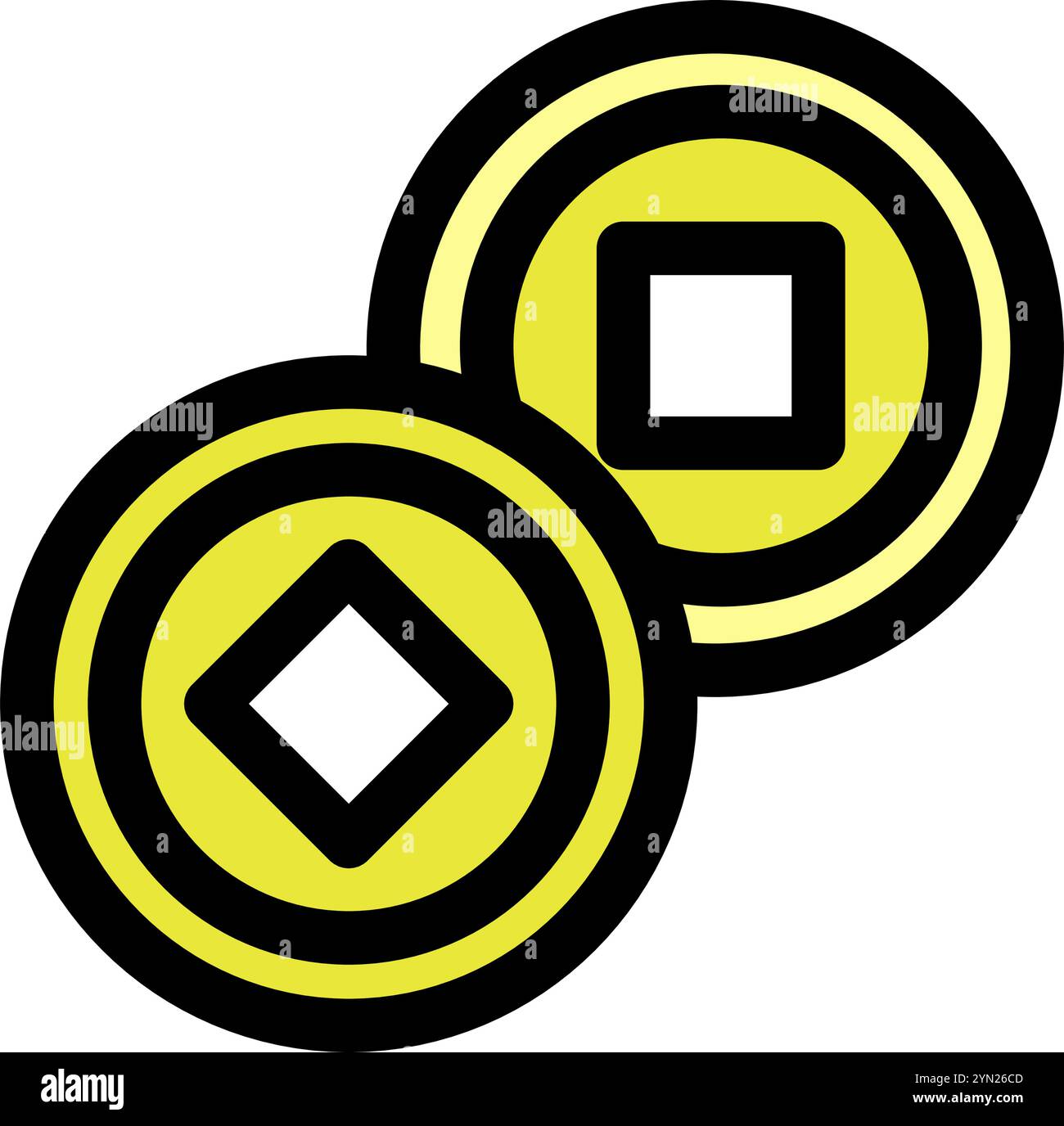 Chinese coin - clean and modern chinese icon. Stock Vector