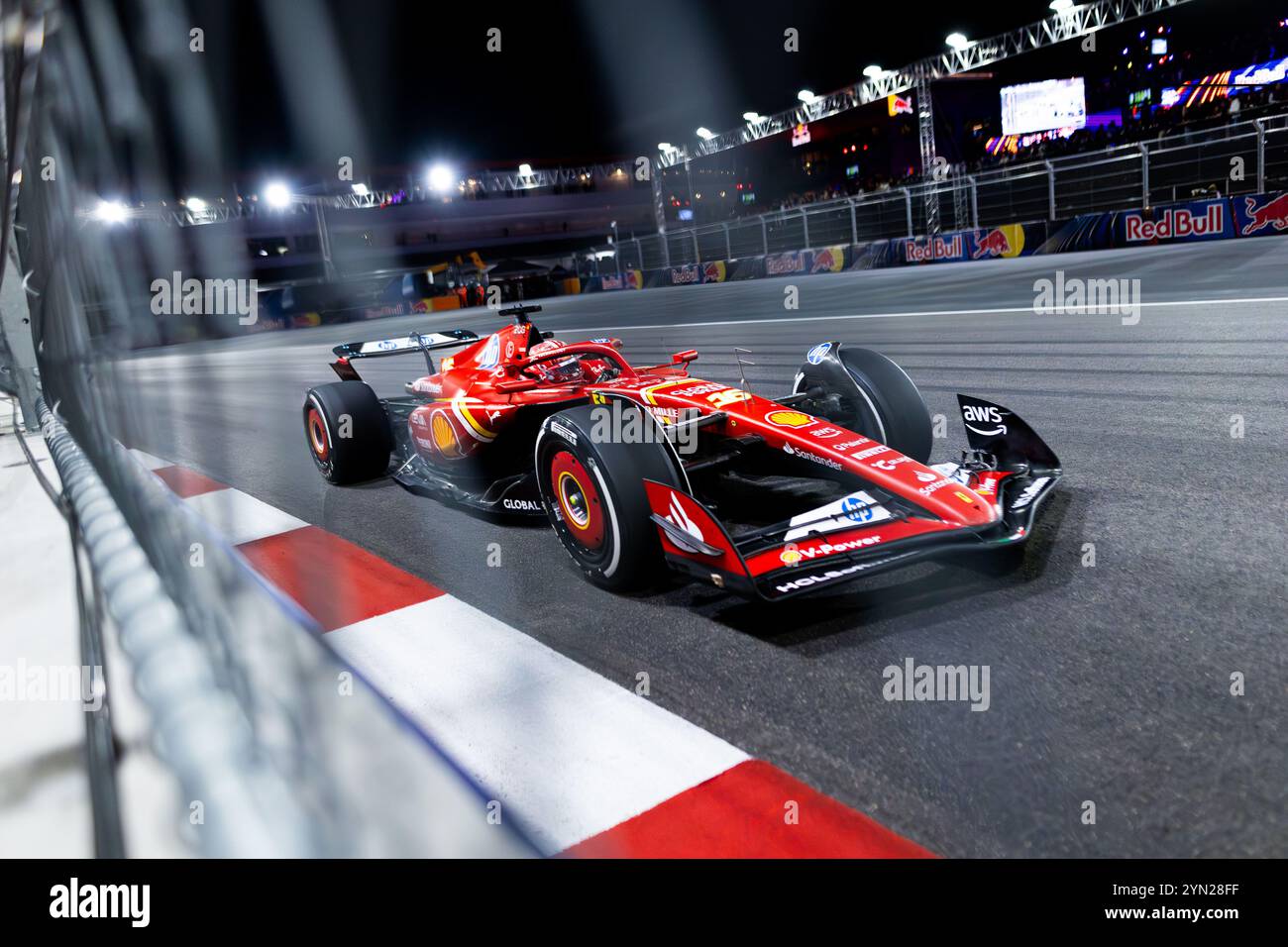 16 LECLERC Charles (mco), Scuderia Ferrari SF-24, action during the Formula 1 Heineken Silver Las Vegas Grand Prix 2024, 22th round of the 2024 Formula One World Championship from November 21 to 23, 2024 on the Las Vegas Strip Circuit, in Las Vegas, United States of America Stock Photo